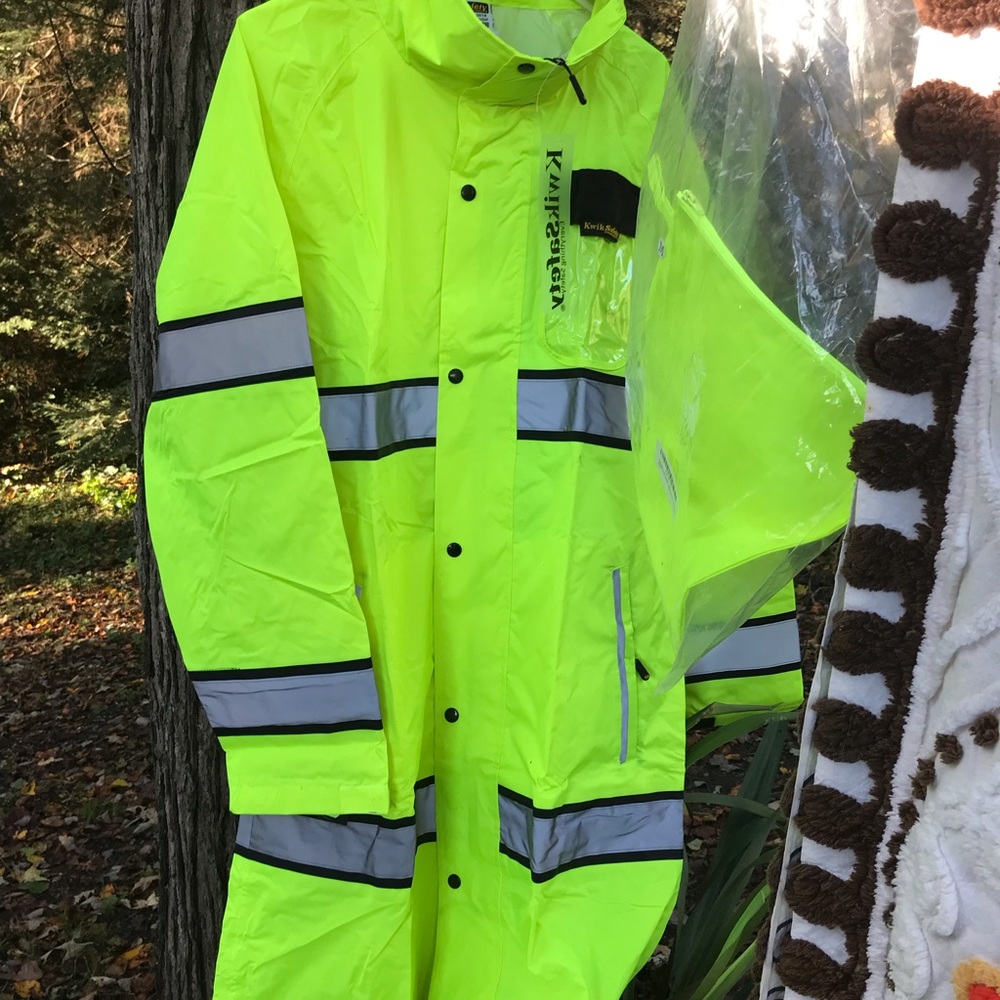 New HIGH VISIBILITY CLASS 3 RAIN Trench COAT Med